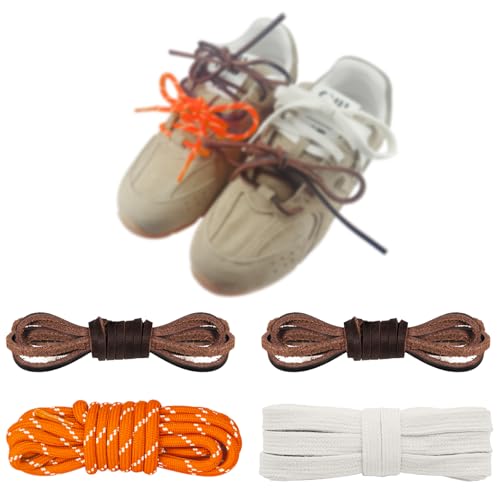 NDTEZUGT Mixed Color Round Shoe Laces for Miu Miu Sneaker, Flat Leather Shoelaces Replacement Laces kit (Multicolor-Orange) - Image 1