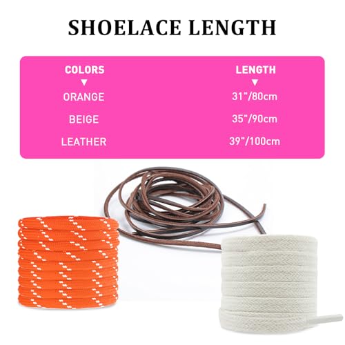 NDTEZUGT Mixed Color Round Shoe Laces for Miu Miu Sneaker, Flat Leather Shoelaces Replacement Laces kit (Multicolor-Orange) - Image 4