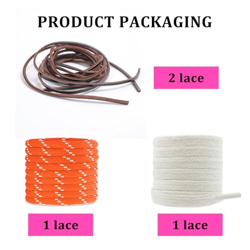 NDTEZUGT Mixed Color Round Shoe Laces for Miu Miu Sneaker, Flat Leather Shoelaces Replacement Laces kit (Multicolor-Orange) - Image 2