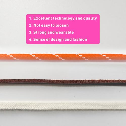 NDTEZUGT Mixed Color Round Shoe Laces for Miu Miu Sneaker, Flat Leather Shoelaces Replacement Laces kit (Multicolor-Orange) - Image 3