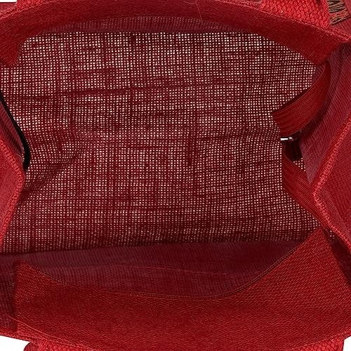 Jute Cottage Eco-Friendly Lunch, Tiffin & Tote Bag for Men | Red Printed Jute Carry Bag with Zip | Handcrafted Sustainable Bag for Office, Travel, Daily Use - Image 5