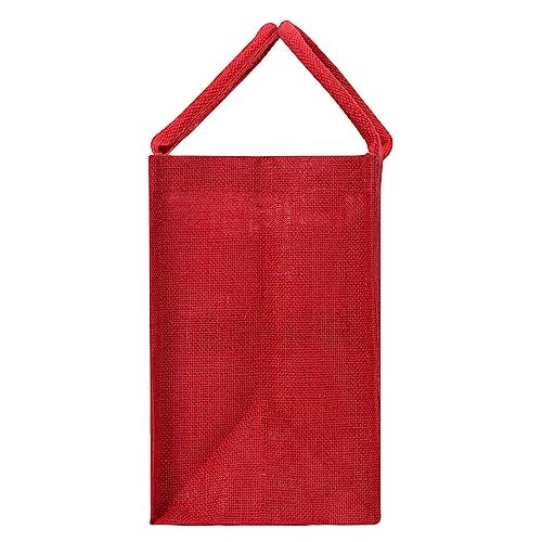 Jute Cottage Eco-Friendly Lunch, Tiffin & Tote Bag for Men | Red Printed Jute Carry Bag with Zip | Handcrafted Sustainable Bag for Office, Travel, Daily Use - Image 4