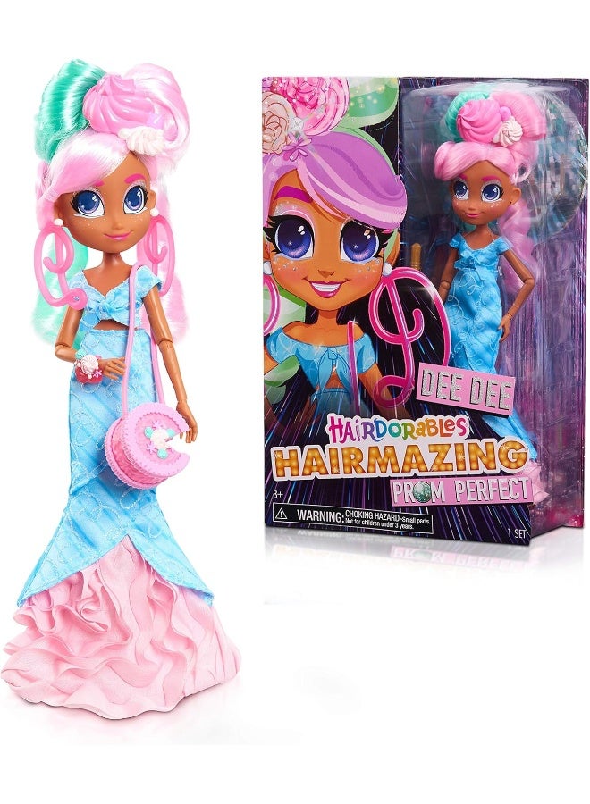 Hairdorables Hairmazing Prom Perfect Fashion Dolls, Dee Dee, Pink and Green Hair, Kids Toys for Ages 3 Up by Just Play - Image 1