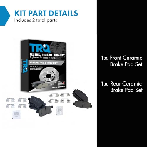 TRQ Front & Rear Brake Pads Ceramic Compatible with 2013-2017 Honda Accord - Image 2