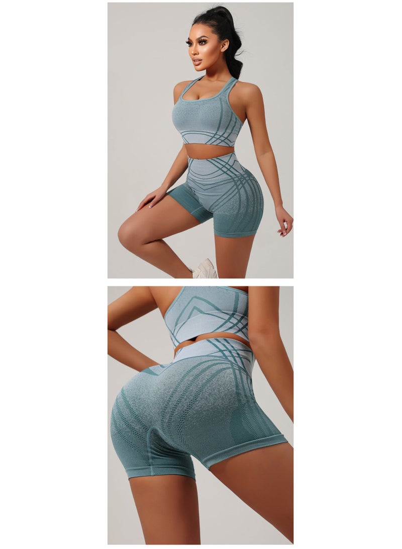 general Seamless gradient dyeing yoga set, high-waisted fitness pants with buttock-enhancing function, high-elasticity sports outfit - Image 2