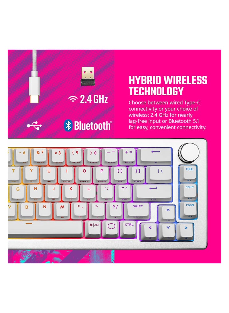 كولر ماستر لوحة المفاتيح CK721 بيضاء (BLUE-SW) أمريكية، CK-721-SKTL1-US - Image 3
