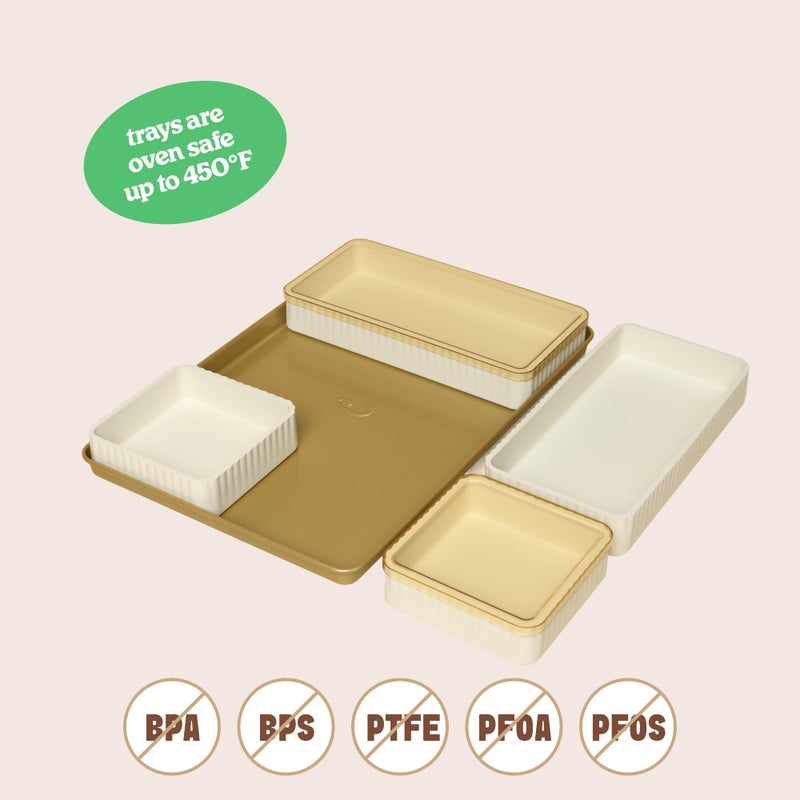 Cravings by Chrissy Teigen 9-Piece Baking Set, Non-Stick Bakeware Set with 2 Large & 2 Small Silicone Trays with 4 Lids & 1 Baking Sheet Tray, Oven-Safe Up To 450Â°F, CT-BBS9 - Image 2