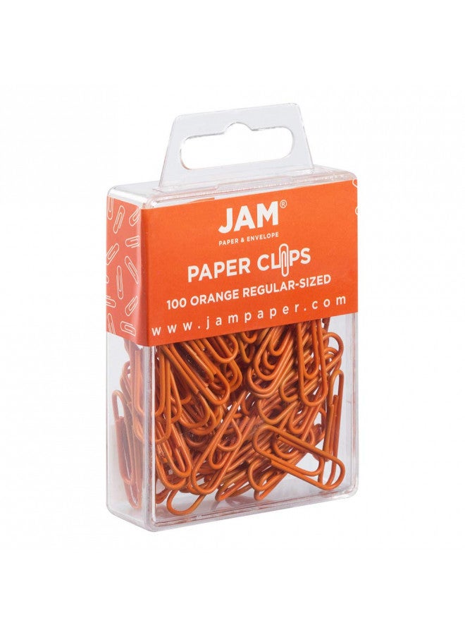 JAM PAPER Colorful Standard Paper Clips - Regular 1 Inch - Orange Paperclips - 100/Pack - Image 1