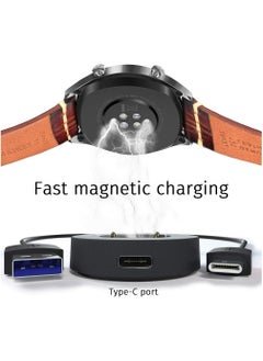 TLAXCA شاحن مغناطيسي متوافق مع Huawei Watch GT، GT2، GT 2e، Honor Watch Magic Magic 2، Honor Watch Dream، Honor Watch GS Pro - كابل شحن USB بطول 3.3 قدم 100 سم - ملحقات الساعة الذكية (أسود)  - Image 4