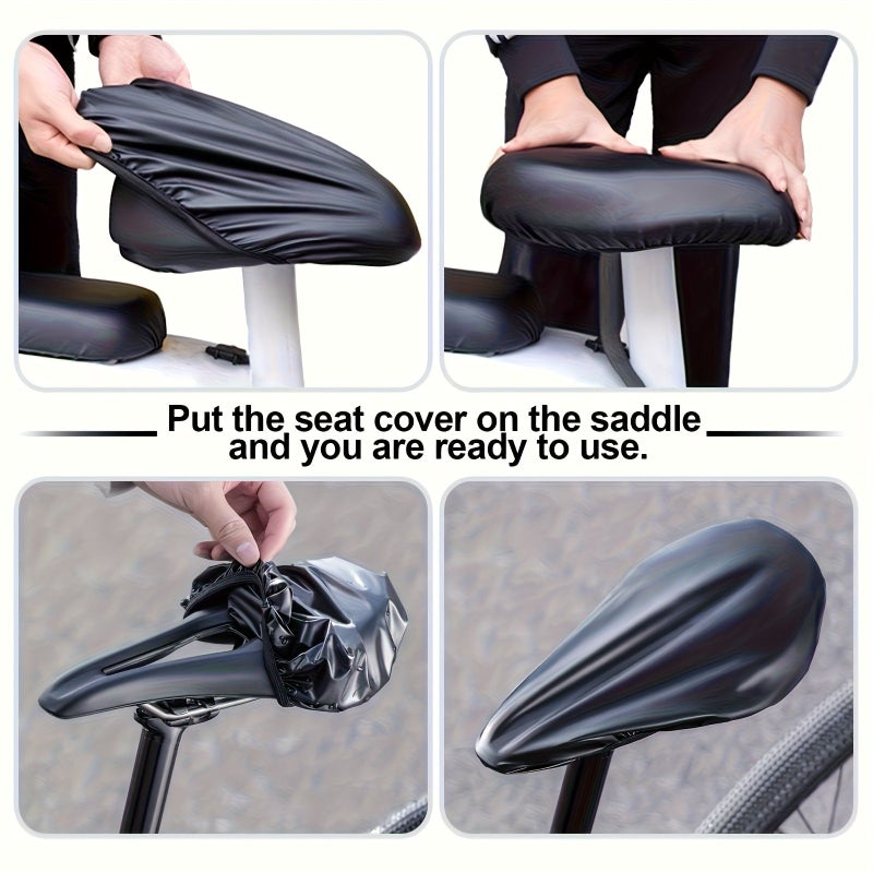 6 Pieces Waterproof Dustproof Bicycle Seat Covers With Elastic Edging Black - Image 3