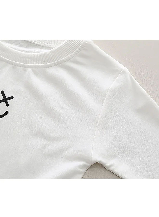 ليتل سربرايز بوكس Cream & Black Letter B Monogram 3 Pcs Track Suit Set For Toddlers And Kids