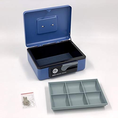 oddpod™ SR Taiwan Imported Metal Cash Box/Safe Locker Box for Jewellery, Money Box for Cash with Plastic Coin Storage Tray (Medium Size) - Blue - Image 4