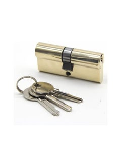 KNP KNP Cylinder Lock With Both Sise Keys High Strength Key Cylinder For Family Safety For Home Office (Brass Plated) 80mm 