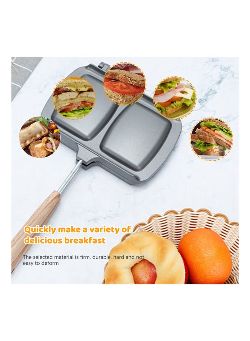 SYOSI Sandwich Maker, Double-Sided Sandwich Baking Pan, Grilled Cheese Maker, Non Stick Frying Pan, Removable Handle, Flip Grill Pan, Sandwich Baking Tray for Breakfast Pancakes, Omelets and Toast  - Image 2