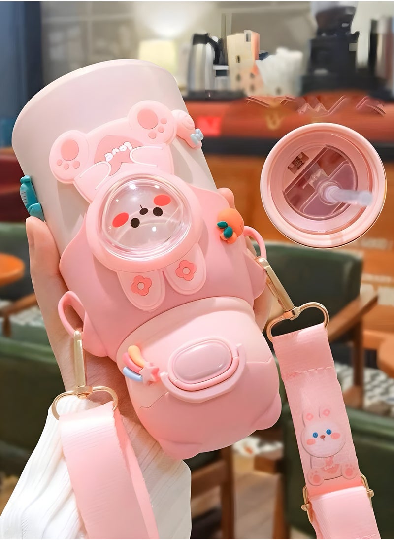 Baby Sippy Cup – 500ML Leak-Proof , Silicone Soft Straw , Easy-Grip Handles & Lanyard (6+ Months)