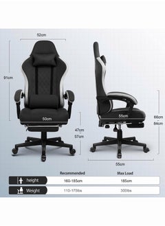 Chulovs Chulovs Gaming Chair with Footrest Fabric Office Chair with Pocket Spring Cushion and Linkage Armrests, High Back Ergonomic Computer Chair with Lumbar Support Task Chair  - Image 2