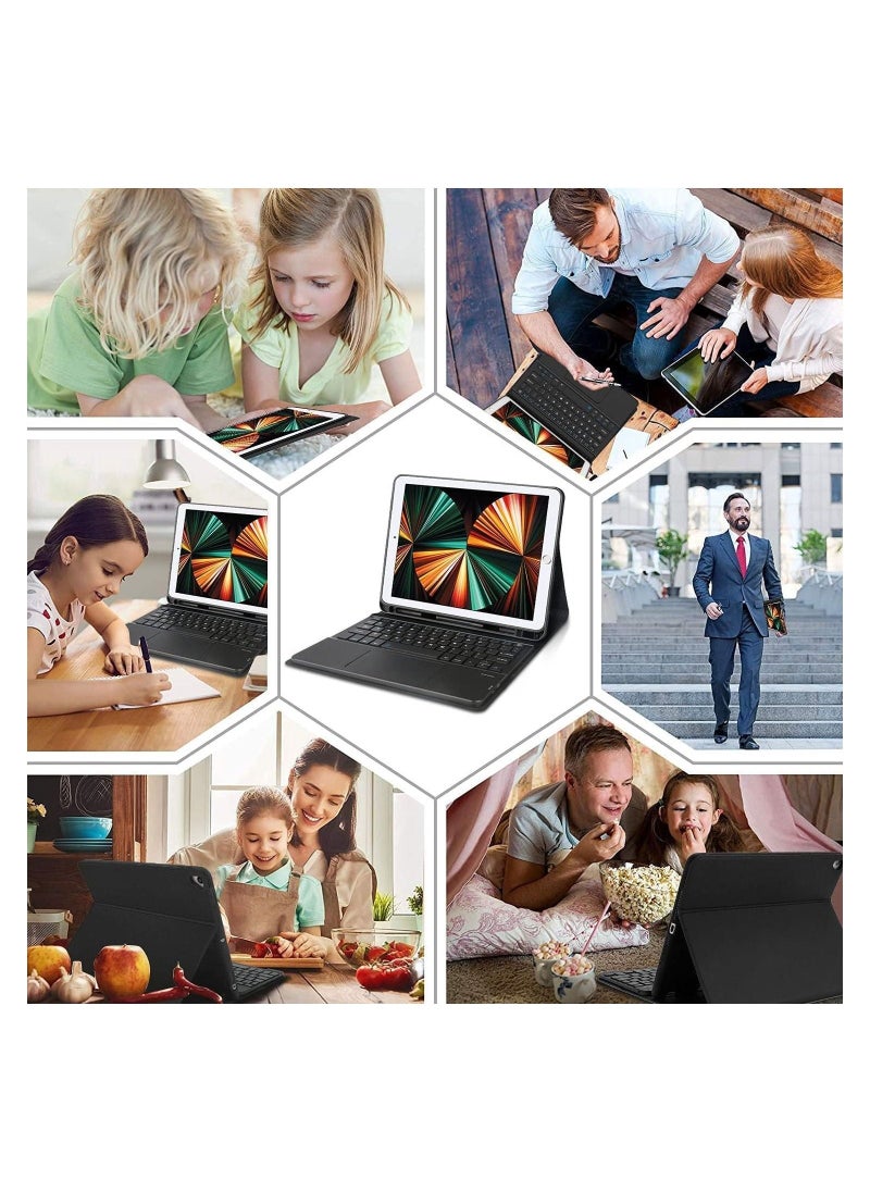 حافظة لوحة مفاتيح iPad 9.7 لجهاز iPad الجيل السادس 2018، iPad الجيل الخامس 2017، iPad Air 2 و Air، iPad Pro 9.7، لوحة مفاتيح تعمل بالبلوتوث مع لوحة لمس، حافظة واقية مع حامل قلم - Image 5