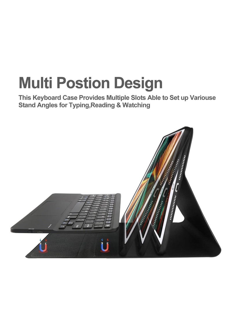 حافظة لوحة مفاتيح iPad 9.7 لجهاز iPad الجيل السادس 2018، iPad الجيل الخامس 2017، iPad Air 2 و Air، iPad Pro 9.7، لوحة مفاتيح تعمل بالبلوتوث مع لوحة لمس، حافظة واقية مع حامل قلم - Image 4