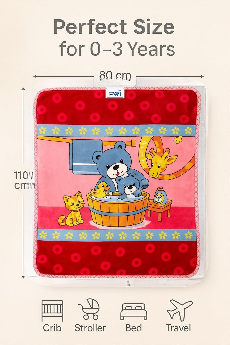 PWI Baby Wrapper Blanket for Newborn | Ultra Soft Cloudy Fabric | Double Layer for All-Season Use | 80x110 cm | Swaddle Blanket for 0–3 Years (Magenta) - Image 3