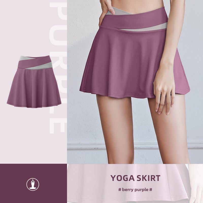 Generic Seamless Sports Skirt Anti-Exposure Fitness Running Berry purple - Image 1