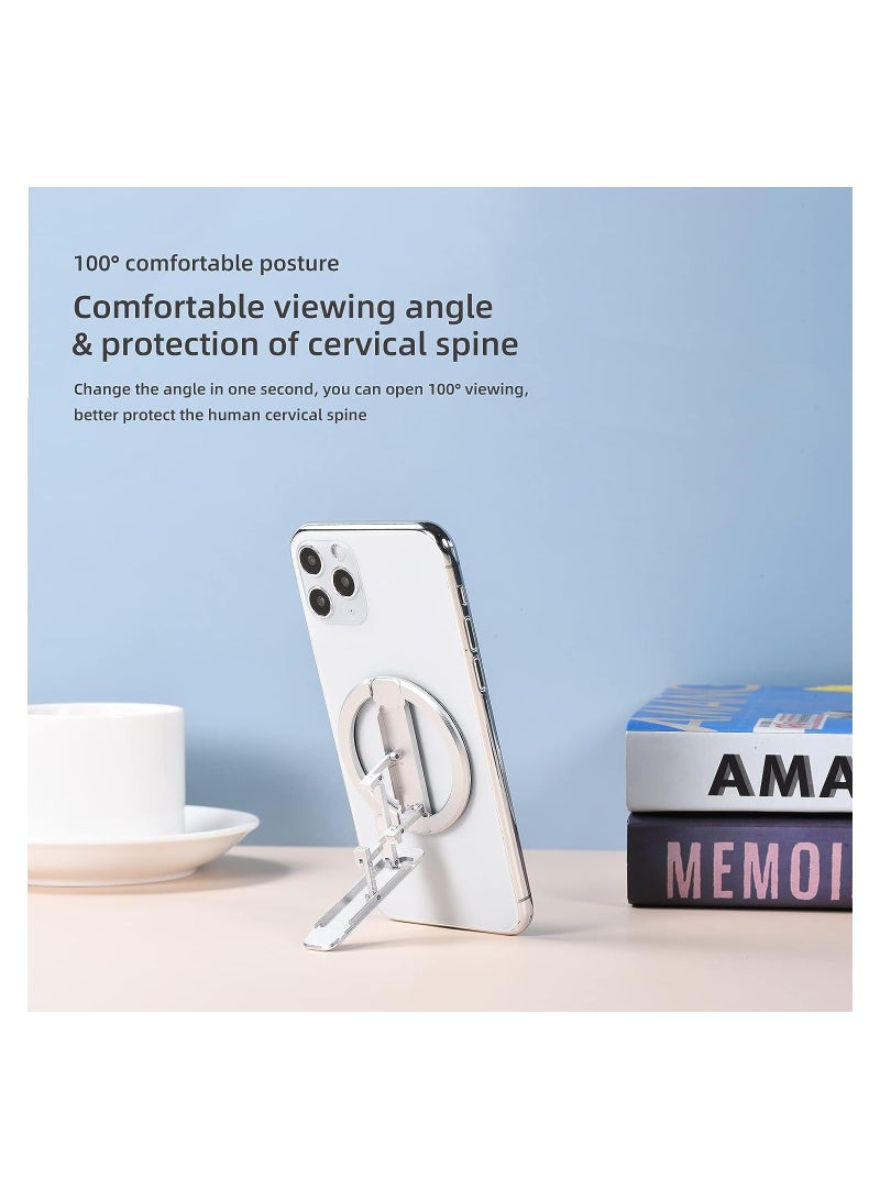 KASTWAVE Magnetic Mobile Phone Ring Holder for MagSafe, Metal Magnetic Phone Stand Phone Grip for iPhone 14/13/12 Series, Folding Universal  Adjustable iPhone Stand, Silver - Image 3