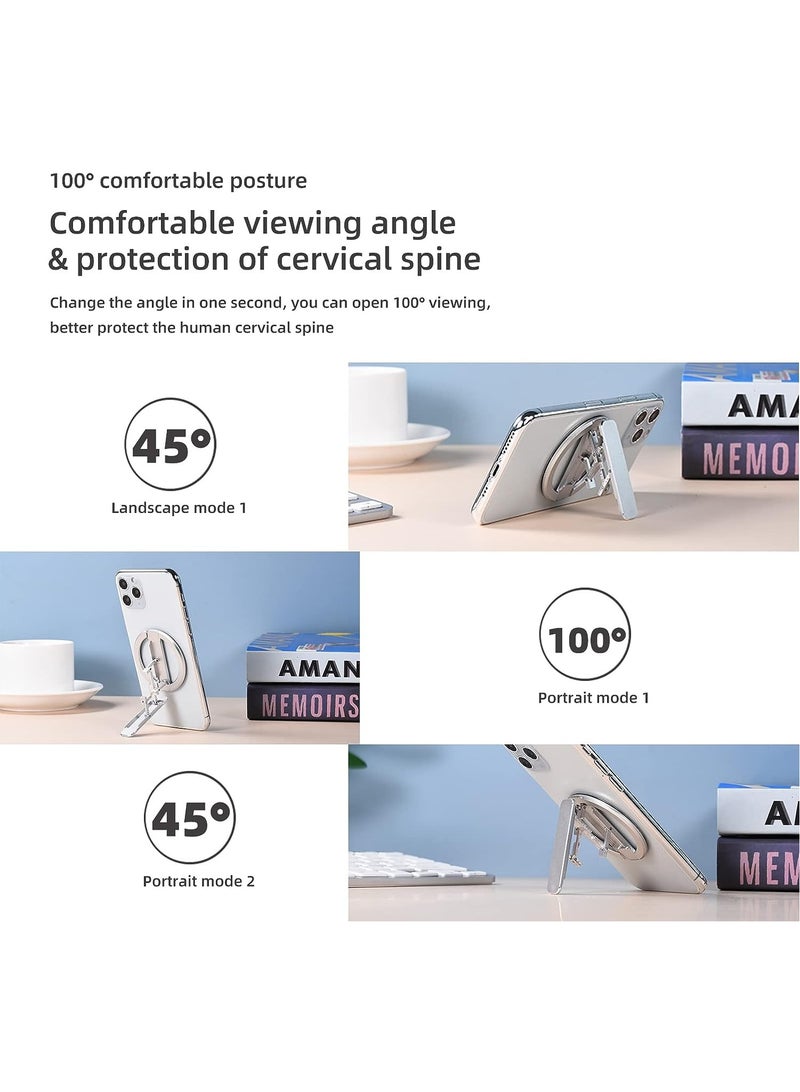 KASTWAVE Magnetic Mobile Phone Ring Holder for MagSafe, Metal Magnetic Phone Stand Phone Grip for iPhone 14/13/12 Series, Folding Universal  Adjustable iPhone Stand, Silver - Image 5