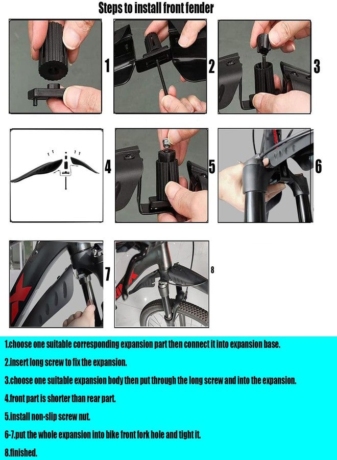 TuTuYa Bike Fender Set, Adjustable Bicycle Mudguards with 2 Arrow Reflective Stickers and 1 Reflective Tape, for 24-29 inch Bikes, Universal Front and Rear Tire Mud Guard for Most of Popular Bicycles - Image 4