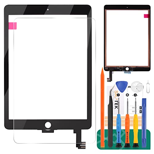 SRJTEK for iPad Air 2 Touch Screen Replacement for iPad Air 2nd Gen 9.7 Screen Replacement A1566 Digitizer Sensor A1567 Touch Digitizer Panel Glass No Home Button Repair Parts Black (Without LCD) - Image 1