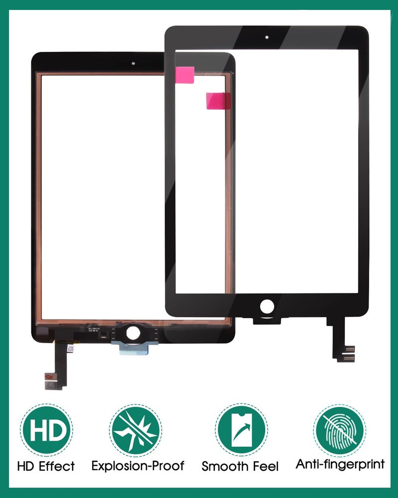 SRJTEK for iPad Air 2 Touch Screen Replacement for iPad Air 2nd Gen 9.7 Screen Replacement A1566 Digitizer Sensor A1567 Touch Digitizer Panel Glass No Home Button Repair Parts Black (Without LCD) - Image 4