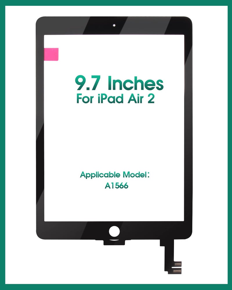 SRJTEK for iPad Air 2 Touch Screen Replacement for iPad Air 2nd Gen 9.7 Screen Replacement A1566 Digitizer Sensor A1567 Touch Digitizer Panel Glass No Home Button Repair Parts Black (Without LCD) - Image 3