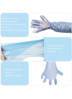 SYOSI 50 Pieces Disposable Field Dressing Gloves 50 Pieces Short PVC Gloves Veterinary Dressing Gutting Long Arm Gloves for Field Dressing Gutting Deer Gardening Painting Full Arm  - Image 4