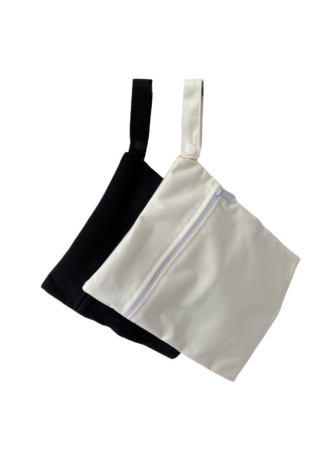 Fraupow Wet & Dry Bag | Pack of 2 | Award Winning Waterproof Reusable Cloth Diaper Bag & Breast Pump Accessory Storage | Washable Zipper Pouch with Cotton Towel | Includes Midwife Consultation - Image 2