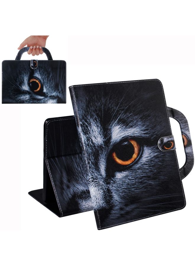 HuHa Case Cover For iPad 11 2020 3D Colored Drawing Horizontal Flip Leather Tablet Case with Holder & Card Slot & Wallet & Handle Half Face Cat 