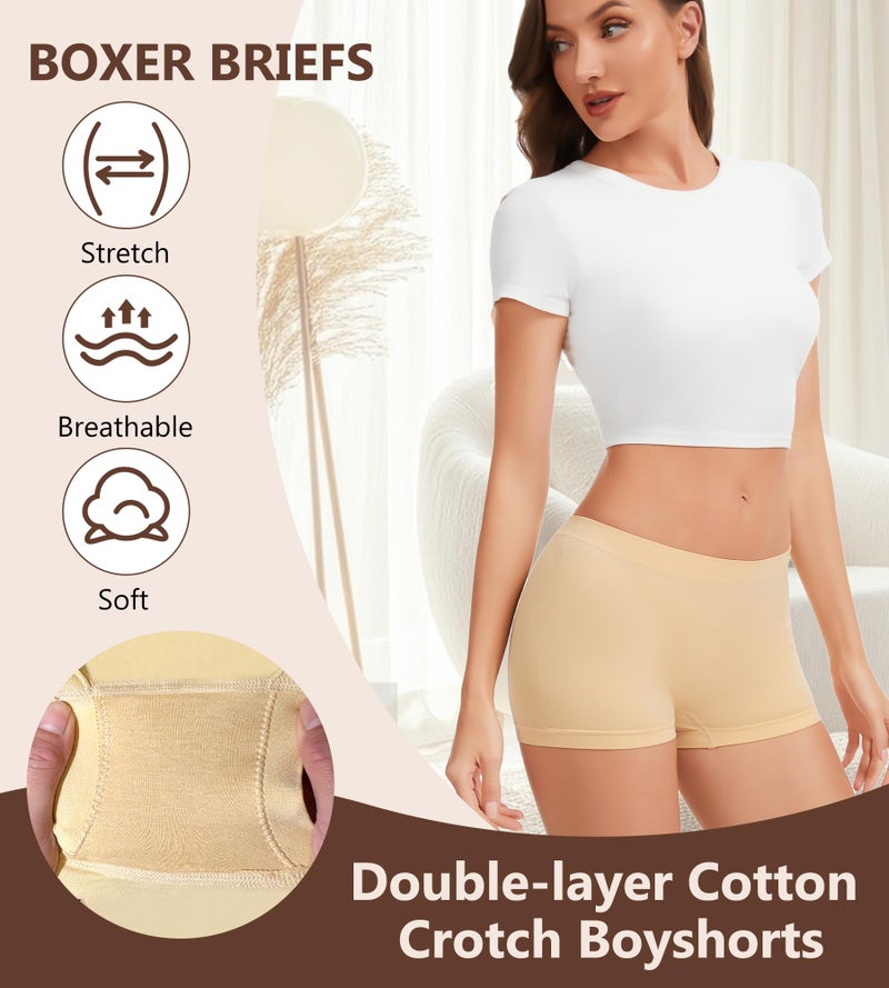 dmuveo Boys Shorts Underwear For Womens Seamless Briefs Panties Full Coverage Boyshort Ladies Soft Stretch Boxer 4 Pack Plus Size 7, Large - Image 3