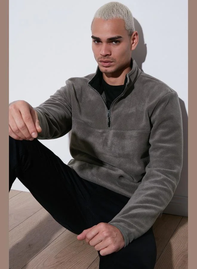 Buratti Buratti Regular Fit Anti-Pilling Non-Pilling Standing Collar Thick Winter Raised Polar Fleece Men's POLAR 5896700