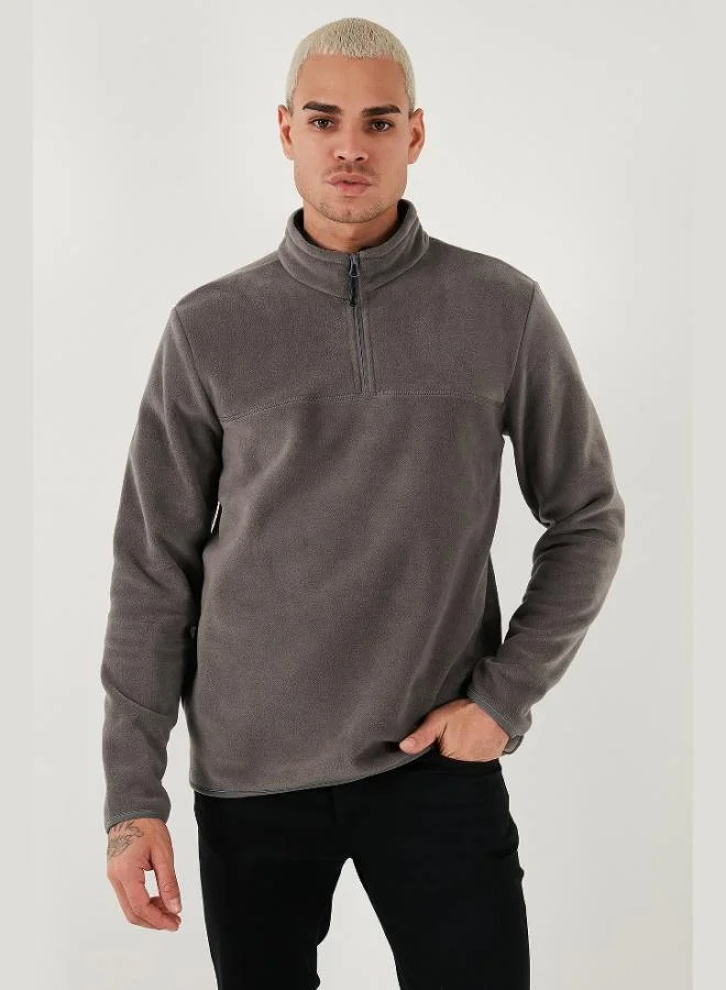 Buratti Buratti Regular Fit Anti-Pilling Non-Pilling Standing Collar Thick Winter Raised Polar Fleece Men's POLAR 5896700