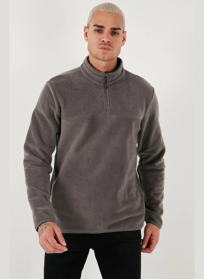 Buratti  Buratti Regular Fit Anti-Pilling Non-Pilling Standing Collar Thick Winter Raised Polar Fleece Men's POLAR 5896700 for Men | Best Price UAE