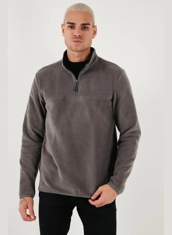 Buratti  Buratti Regular Fit Anti-Pilling Non-Pilling Standing Collar Thick Winter Raised Polar Fleece Men's POLAR 5896700 for Men | Best Price UAE