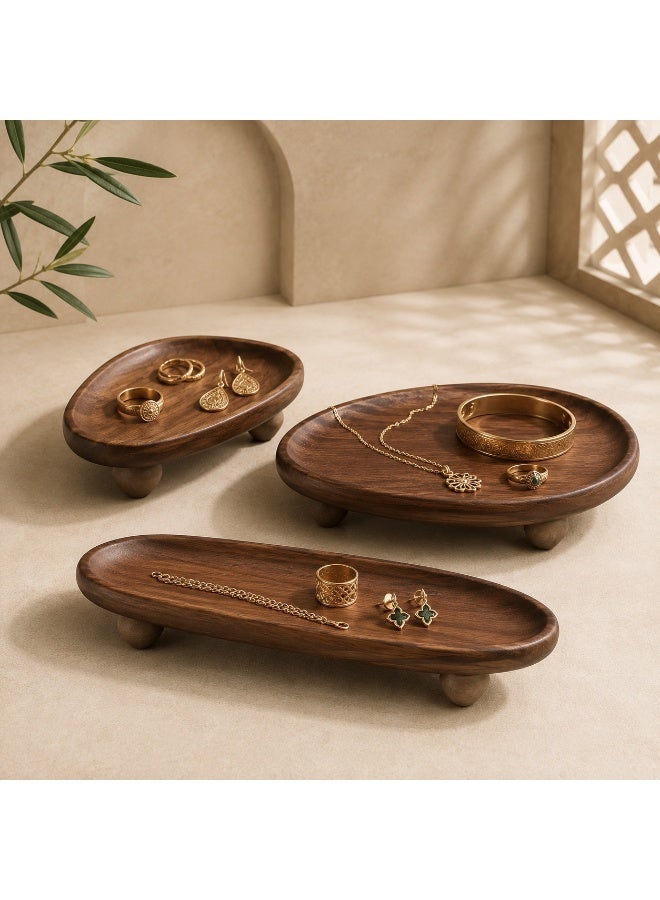 Assorted Sizes Natural Acacia Wood Tray - Decorative Serving Platter for Snacks, Fruits & Home Decor, Durable & Easy to Clean, 1 Piece - Image 1