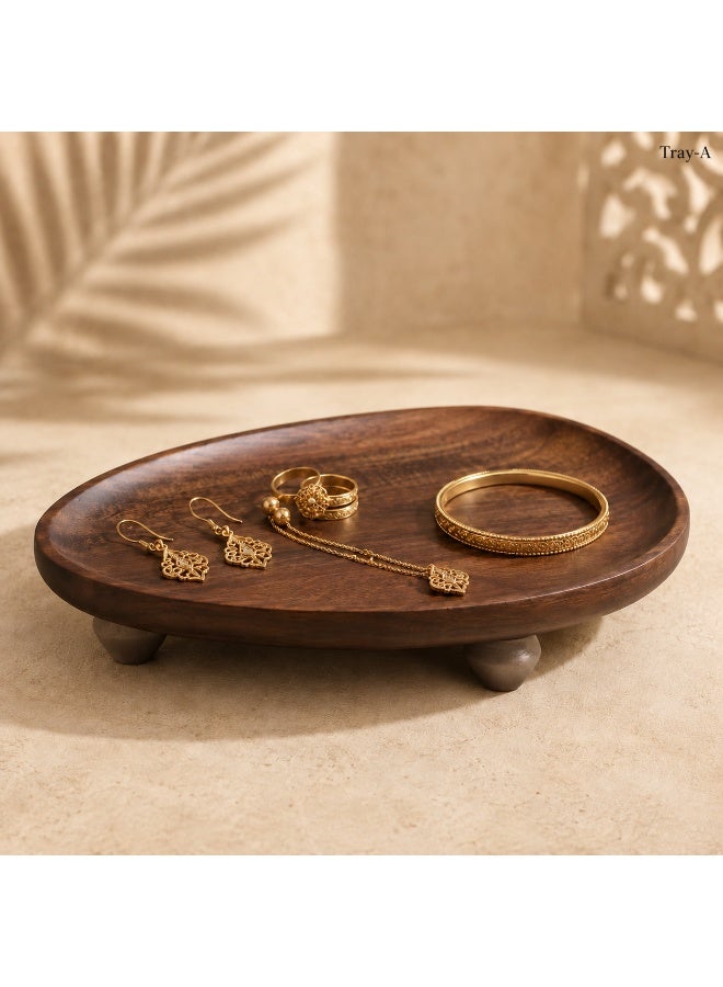 Assorted Sizes Natural Acacia Wood Tray - Decorative Serving Platter for Snacks, Fruits & Home Decor, Durable & Easy to Clean, 1 Piece - Image 2