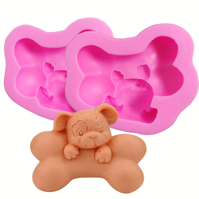 HengKe 2 Pieces 3D Puppy Dog Soap Molds, Food Grade Chocolate Icing, Biscuit Decor, Polymer Clay Fondant Cake Baking Moulds - Image 4