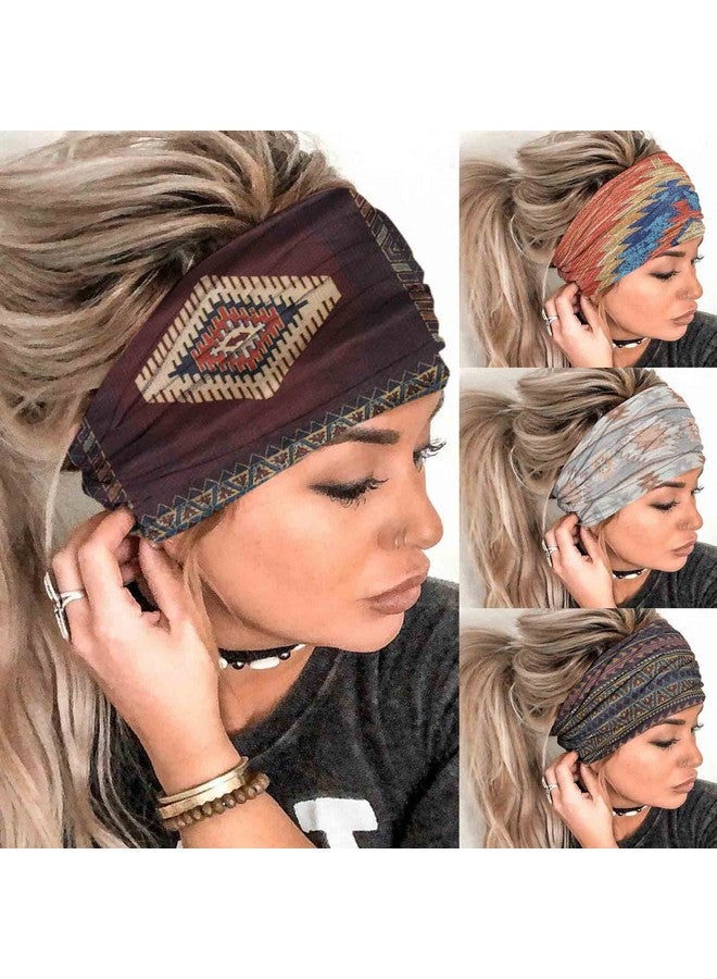 Olbye أربطة رأس بوهيمية للنساء، أربطة رأس عريضة، توربان مرن غير قابل للانزلاق، أربطة شعر للتمارين الرياضية، يوغا، أوشحة شعر، أربطة عرق للجري، لفات رأس أفريقية بوهيمية، إكسسوارات شعر عصرية للنساء والفتيات (دبوهيمية) - Image 1