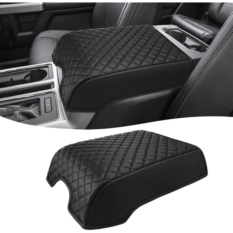 KBH Center Console Armrest Cover for 2015-2020 Ford F150, 2017-2022 F250 F350 F450 F550, 2018-2024 Expedition, Bucket Seat, PU Leather Cushion Thick Pad, Anti-Scratch, Black (Not for Other Years) - Image 1