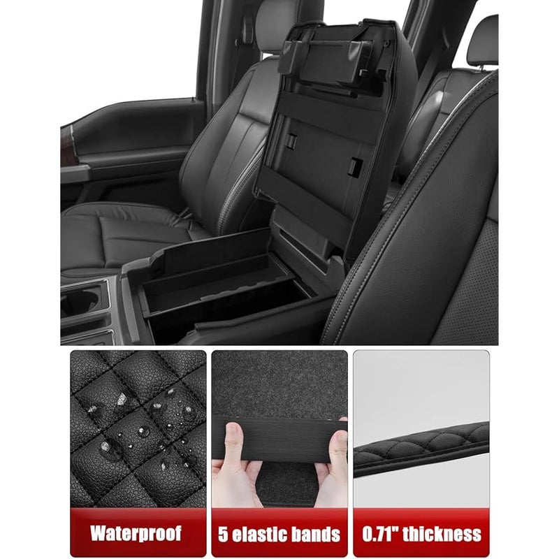 KBH Center Console Armrest Cover for 2015-2020 Ford F150, 2017-2022 F250 F350 F450 F550, 2018-2024 Expedition, Bucket Seat, PU Leather Cushion Thick Pad, Anti-Scratch, Black (Not for Other Years) - Image 5