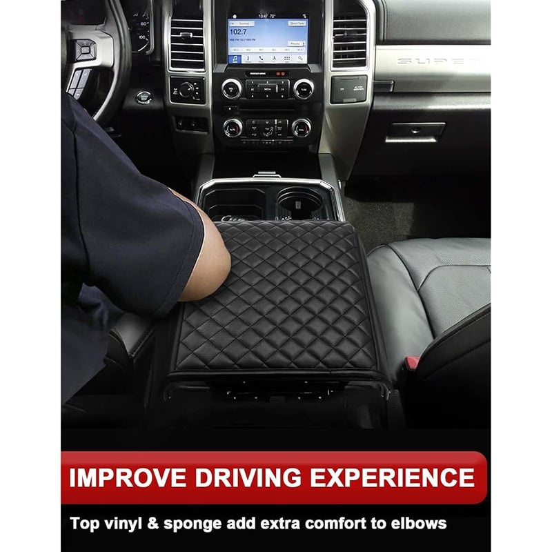 KBH Center Console Armrest Cover for 2015-2020 Ford F150, 2017-2022 F250 F350 F450 F550, 2018-2024 Expedition, Bucket Seat, PU Leather Cushion Thick Pad, Anti-Scratch, Black (Not for Other Years) - Image 4