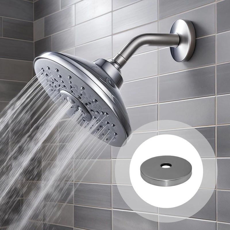 Shower Flange, Easy Installation, Shower Arm Flange Escutcheon Plate, Stainless Steel, Shower Cover, Large Coverage to Hide Wall Flaws, 3.5 Brushed Finish Cover, Fits Standard 1/2 Pipes - Image 3