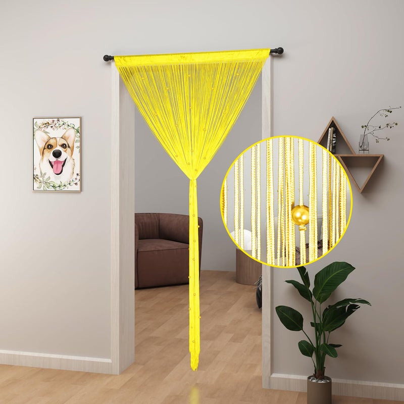 YIIBAII Beaded Curtain Beaded Curtains for Doorways Crystals Suitable for Interior Decoration and Partitions Hippy Closet Curtains (Yellow, 39"x79") - Image 2