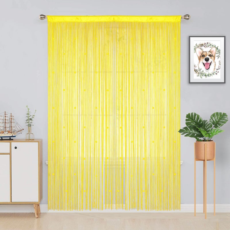 YIIBAII Beaded Curtain Beaded Curtains for Doorways Crystals Suitable for Interior Decoration and Partitions Hippy Closet Curtains (Yellow, 39"x79") - Image 3