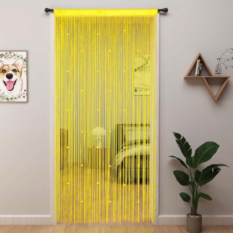 YIIBAII Beaded Curtain Beaded Curtains for Doorways Crystals Suitable for Interior Decoration and Partitions Hippy Closet Curtains (Yellow, 39"x79") - Image 1