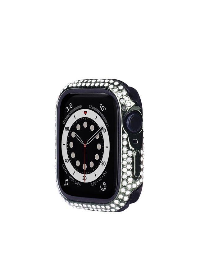 For Iwatch8 For Apple Watch Case Full Drill Electroplated PC + TPU Hollow For Apple Watch Half Bag Protective Case-Color:Green-Exterior Dimension:41mm 【Carton】】 - Image 1